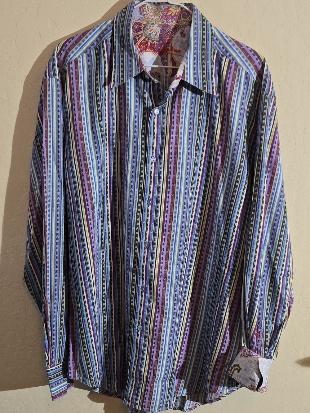 Robert Graham Striped Dress Shirt in Blue, Purple, Green